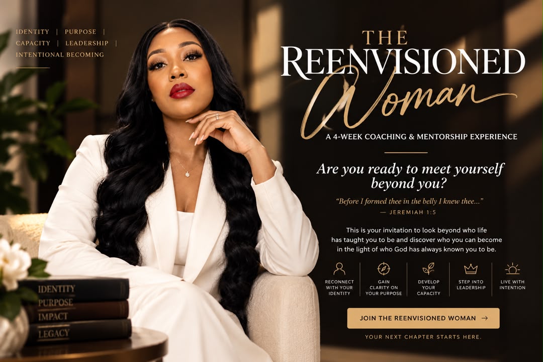 The ReEnvisioned Woman — official four-week coaching and mentorship graphic